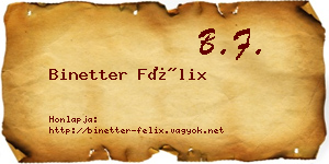 Binetter Félix névjegykártya